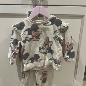 H&M Kids Minnie Mouse Sweatshirt Set - Cream and Pink